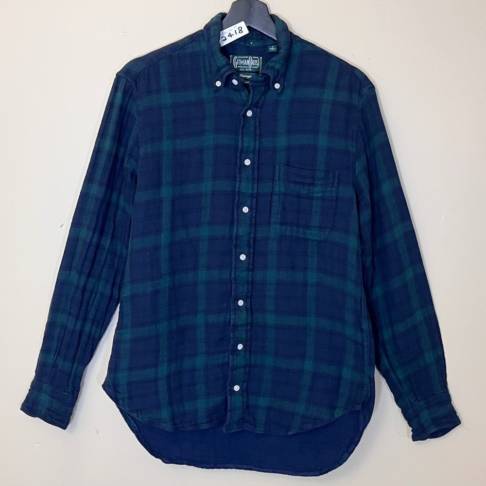 Gitman Bros Vintage Button Down Long Sleeve Shirt - Men's Size M - Blue Green